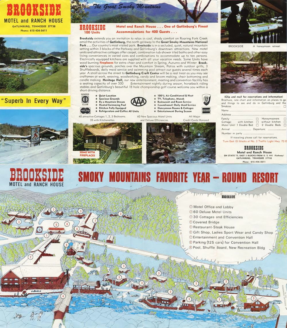 Brookside Lodge (Brookside Motel and Ranch House) - Vintage Brochure (newer photo)